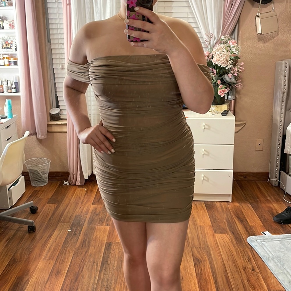 Brown mini dress
